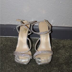 Elegant Silver Strappy Women's Heels